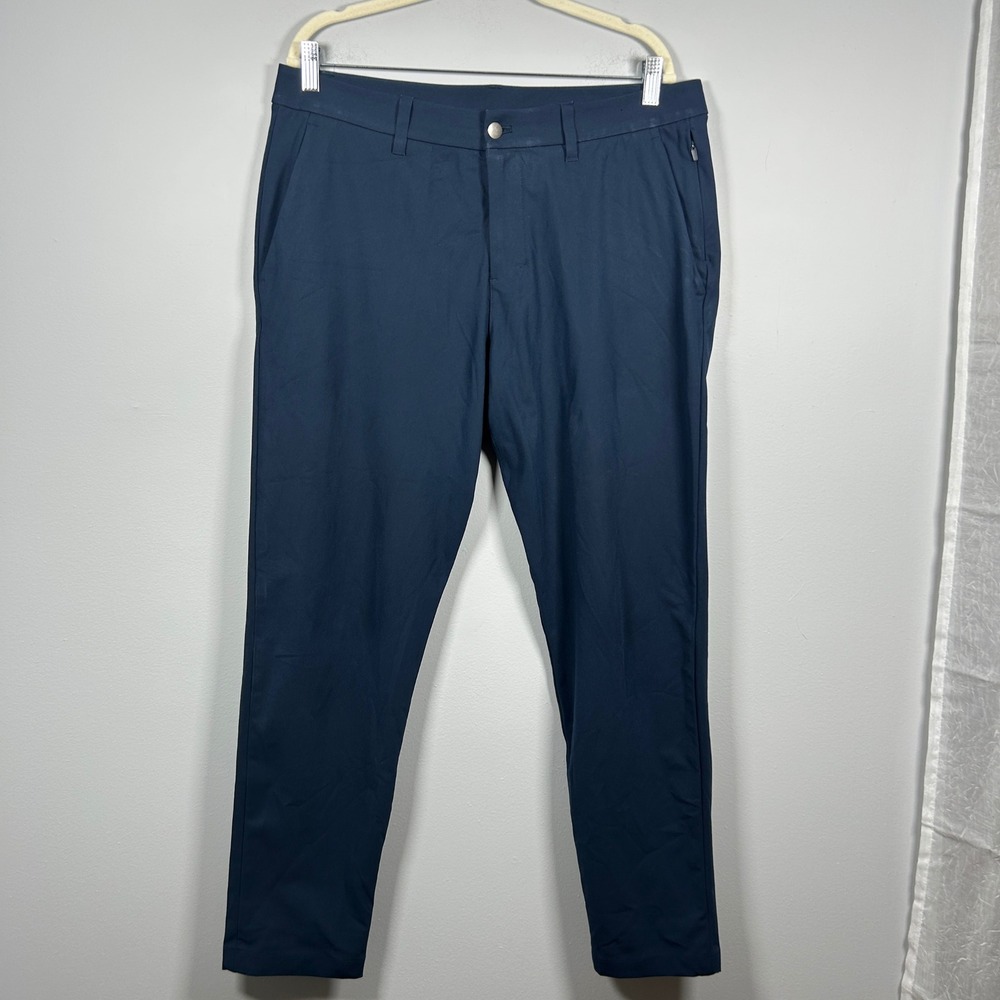 Lululemon Commission Slim Fit Pants Mens 34 Navy Blue Technical Stretch LM5AO4S